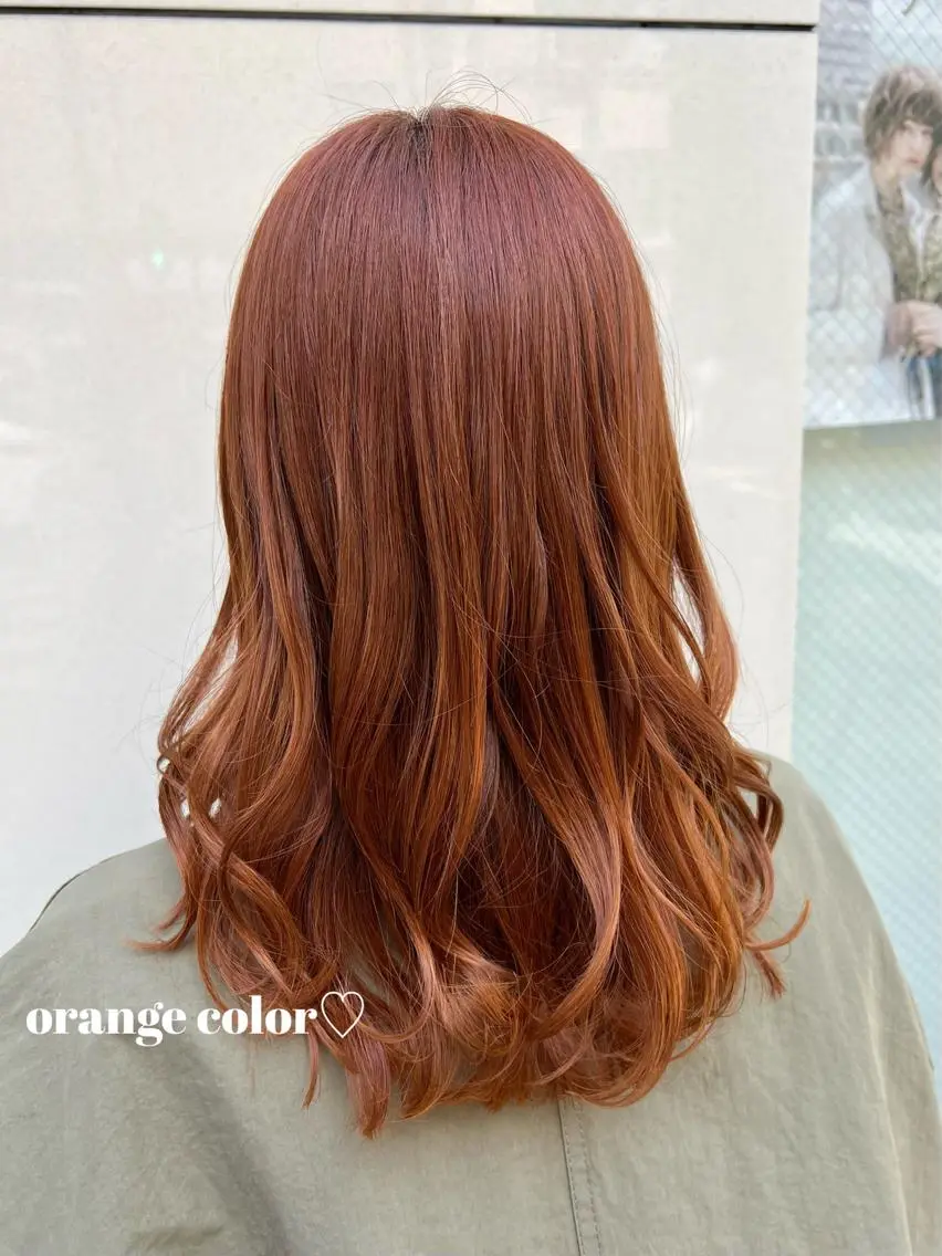 ロング カラー アプリコットブラウン ベージュカラー ブリーチ ブラウンカラー ダブルカラー カット ヘアカラー トリートメント 艶髪 ♡Tomiyaのヘアスタイル