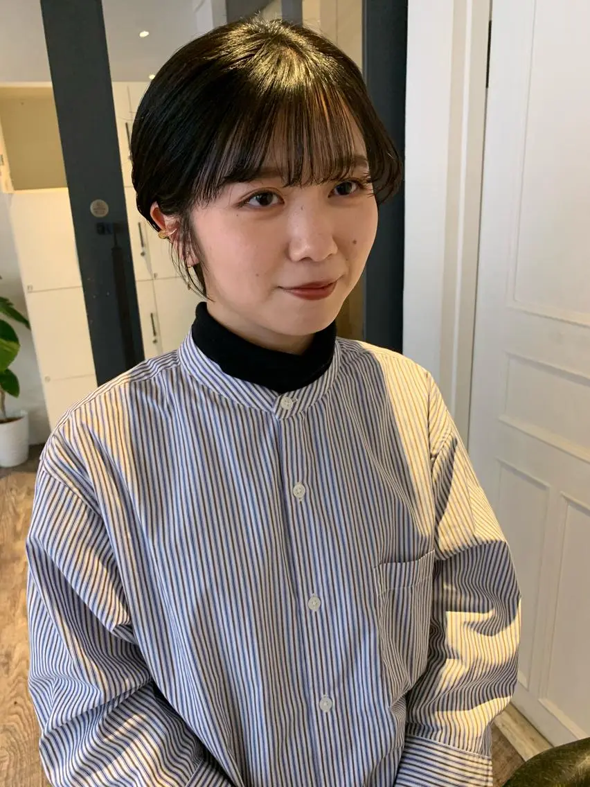 ショート カラー パーマ ヘアアレンジ メンズ キッズ ネイル マツエク・マツパ マッシュ 黒髪 ショートヘア ショートネイル ウルフレイヤーカット /チヒロのヘアスタイル