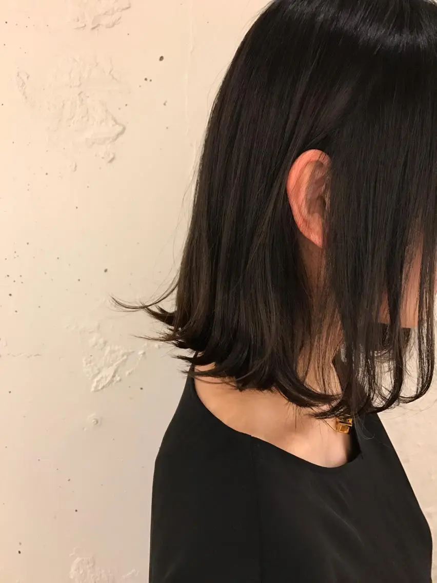 ショート 切りっぱなしボブ ボブ 【体験】韓国 メイク&ヘア天神のヘアスタイル