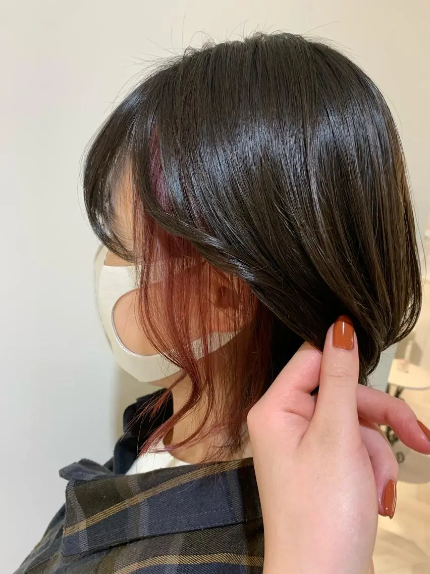 ショート カラー カシス イヤリングカラー ピンクカラー 🍓韓国ヘア レイヤ ーカット🍓笠原 葵のヘアスタイル
