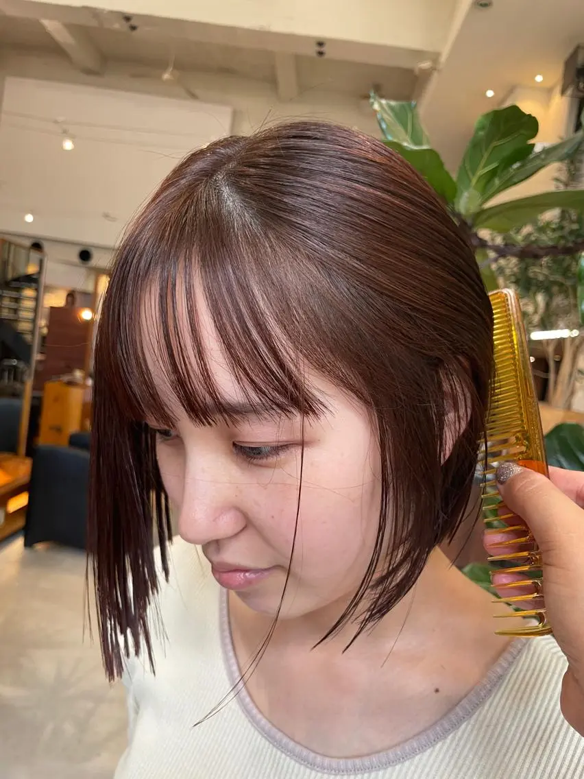 ショート ピンクブラウン miyabu momokaのマツエク・マツパデザイン