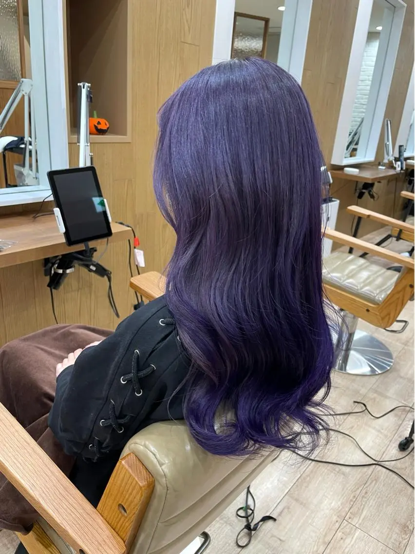 カラー ブリーチ ブルーカラー ブルーパープル ケアブリーチ 樽見 浩司のヘアスタイル