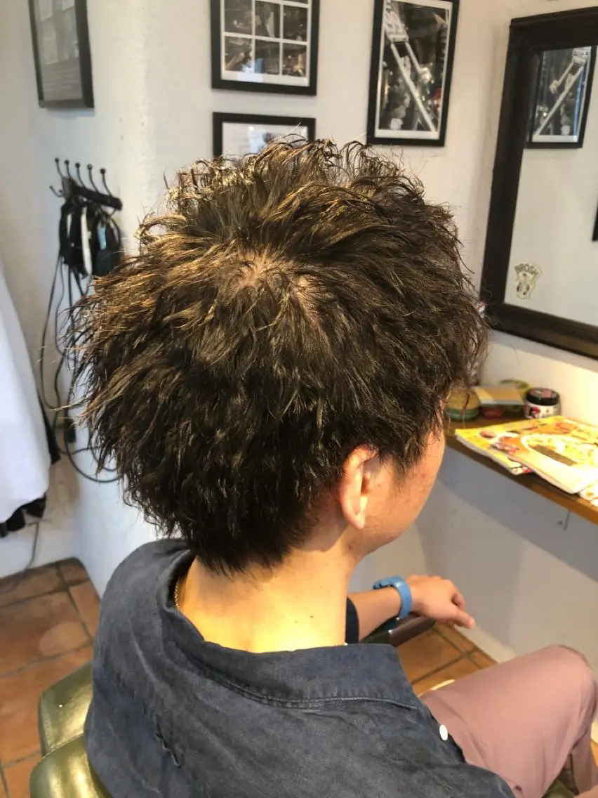 ショート パーマ メンズ メンズパーマ メンズツイストパーマ ツイストパーマ カット パーマ 冨士川 英樹のヘアスタイル