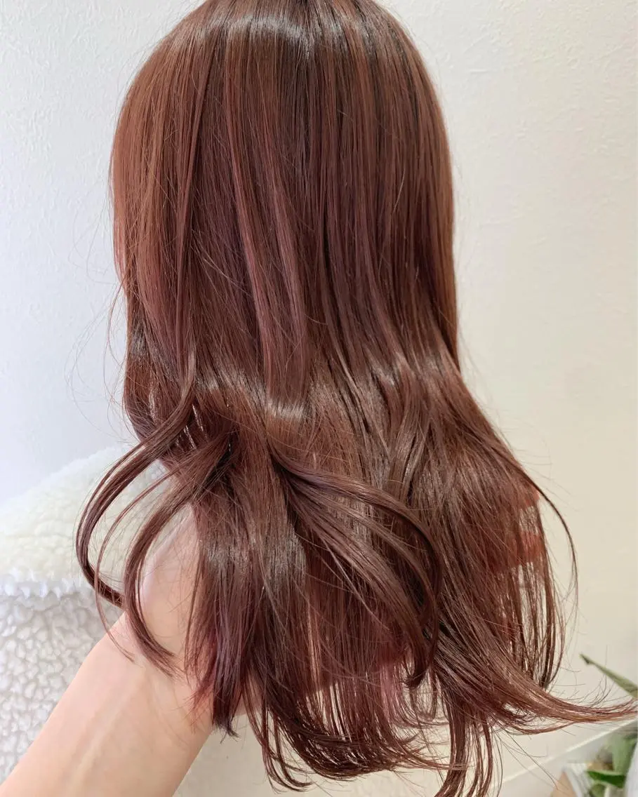セミロング カラー ブラウンカラー ピンクカラー ピンクブラウン hubhair レイヤー/透明感のヘアスタイル