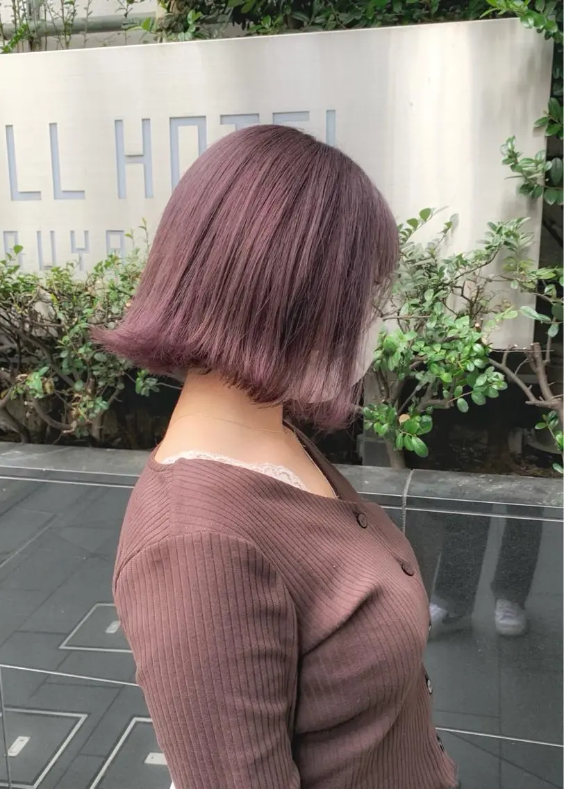ショート カラー ブリーチ ラベンダーカラー ピンクカラー ピンクラベンダー ヘアカラー トリートメント 矢野 晃平のヘアスタイル