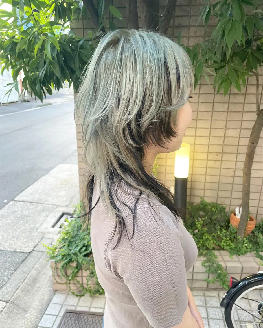 セミロング カラー インナーカラー ウルフカット ハイトーン/レイヤー /ウルフ⭐️永田⭐️のヘアスタイル