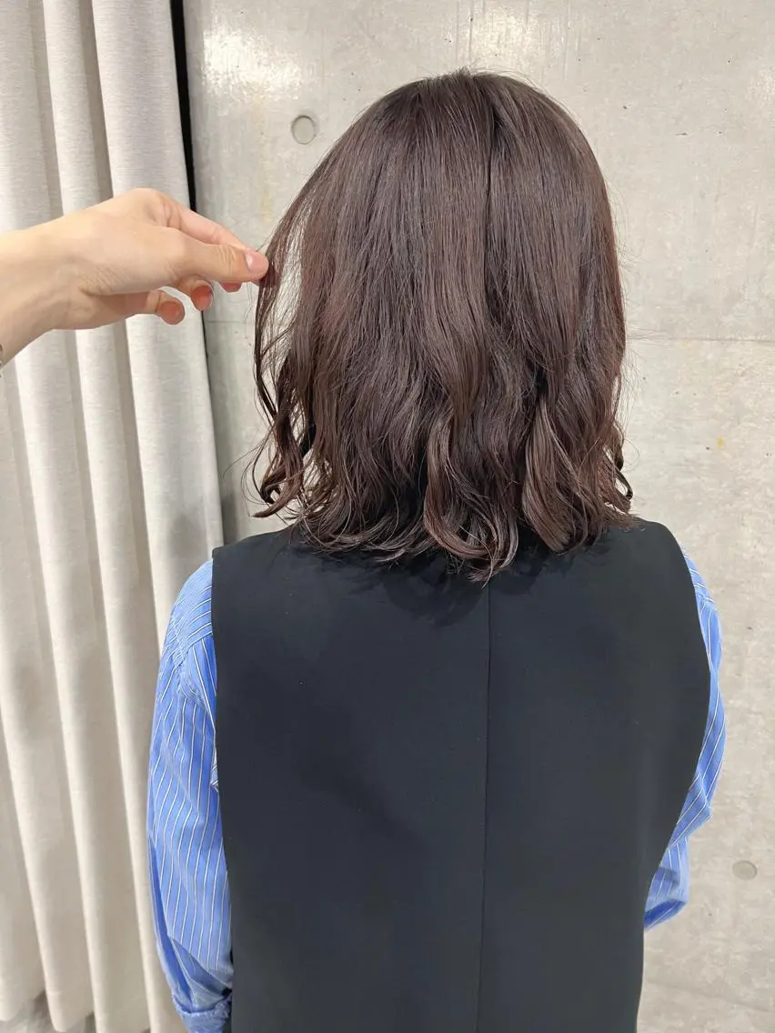 ミディアム パーマ カット パーマ トリートメント ボブパーマコテ巻き風 パーマNo1深江秀平のヘアスタイル