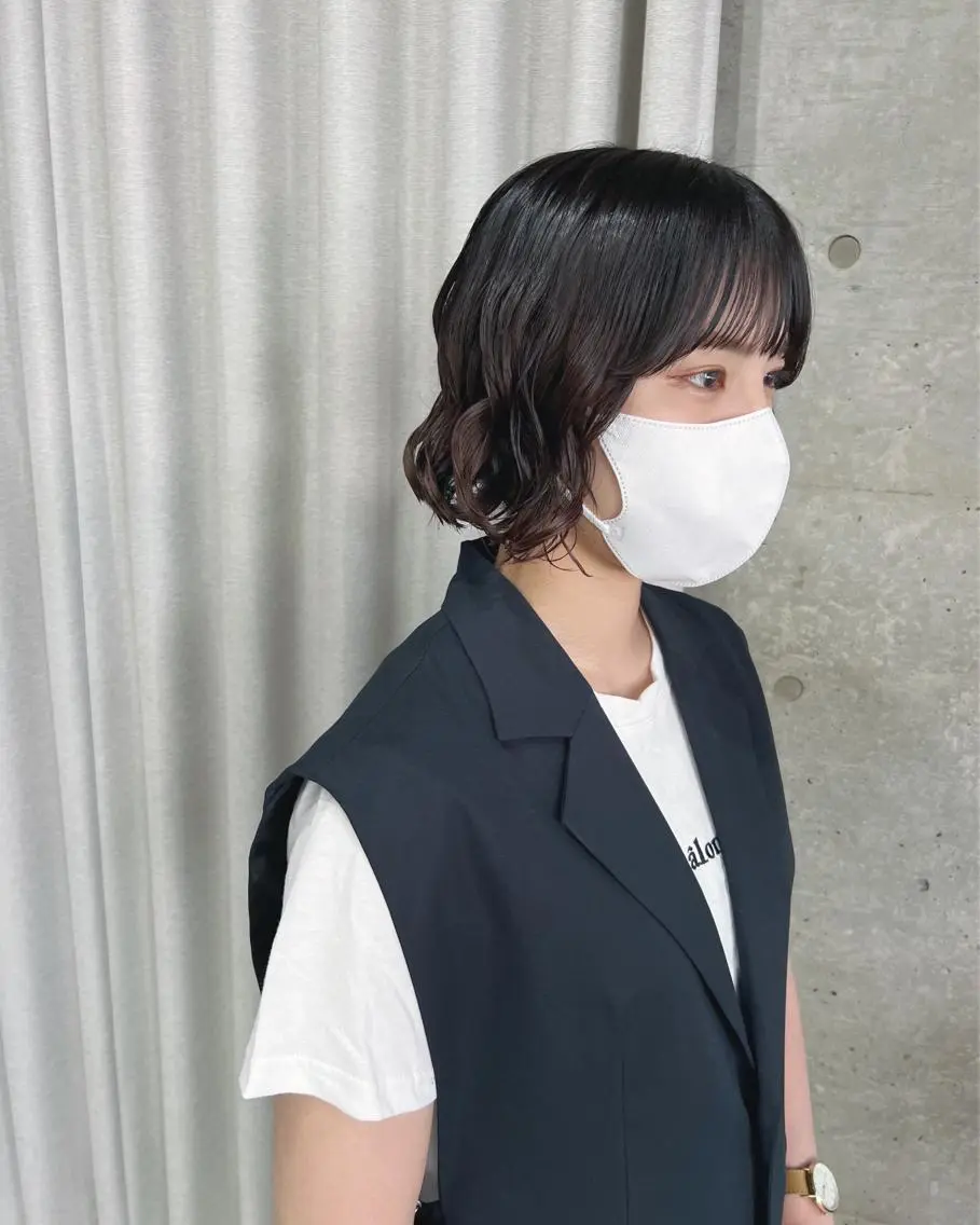 ショート パーマ カット ヘアカラー パーマ ボブパーマコテ巻き風 パーマNo1深江秀平のヘアスタイル