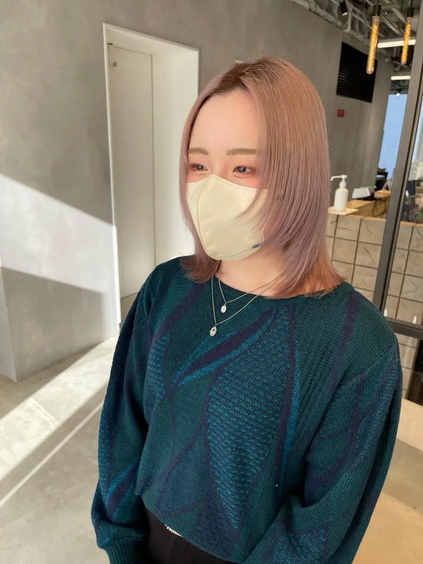 ミディアム カラー ベージュカラー ピンクカラー ピンクベージュ レイヤーカット 🦋レイヤーカット ミドリカワ🦋のヘアスタイル