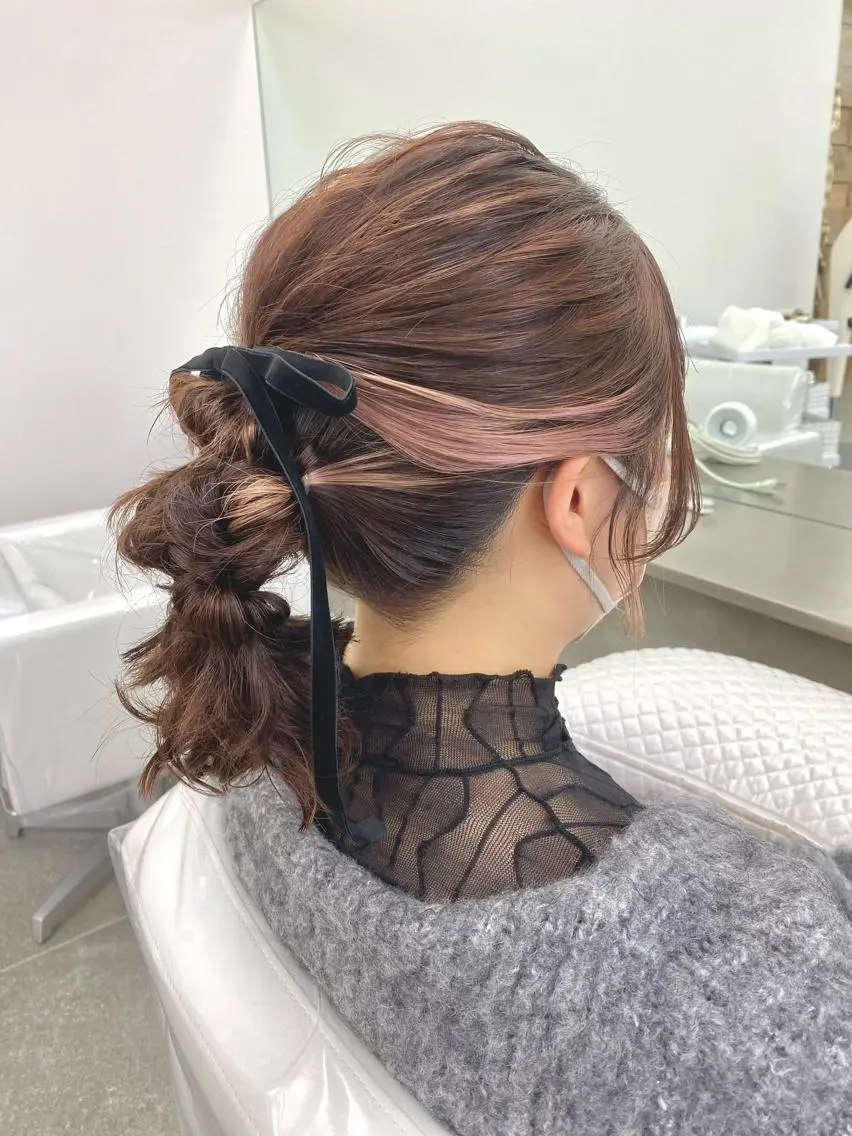 ミディアム カラー ヘアアレンジ ヘアセット 💫お呼ばれヘア💫 men's✨ともえ✨のヘアスタイル
