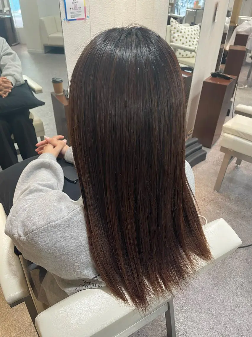 パーマ 縮毛矯正 ストレートパーマ ナチュラルカラー 児玉優香のヘアスタイル