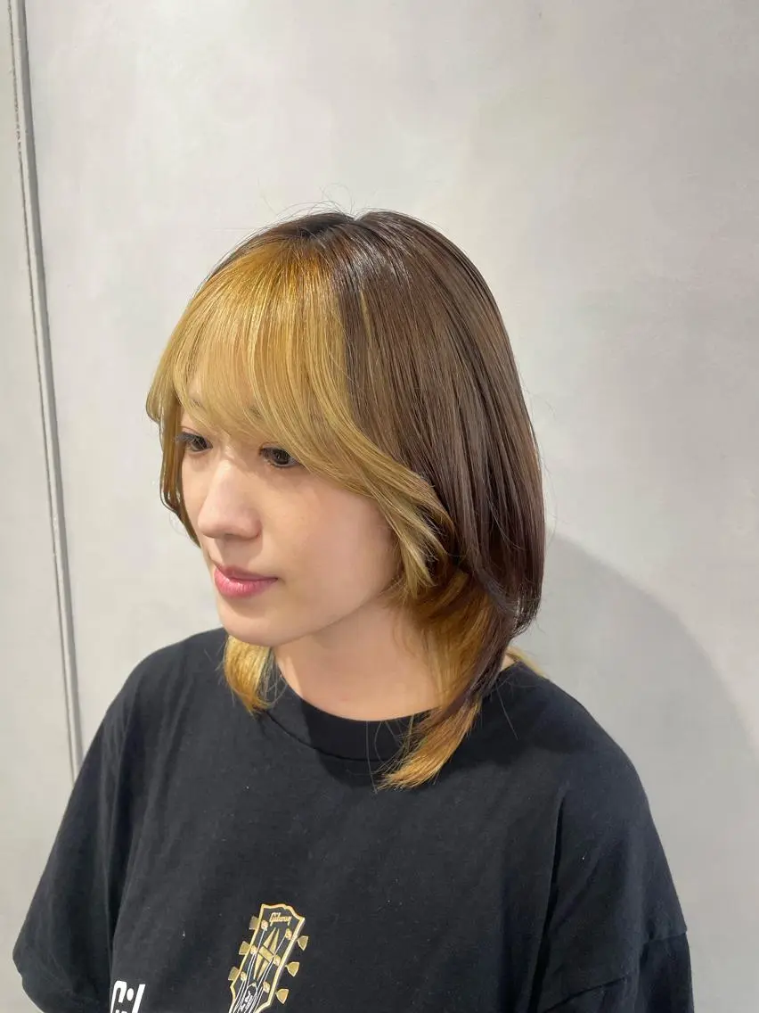 ミディアム カラー ミストバング フェイスフレーミング カット ヘアカラー トリートメント 透明感カラー✨艶髪 制作🌱山根あゆみのヘアスタイル