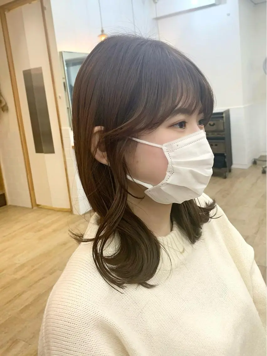 セミロング カラー パーマ ヘアアレンジ メンズ キッズ ネイル マツエク・マツパ 似合せレイヤー/ 柔らか透明感カラーのヘアスタイル