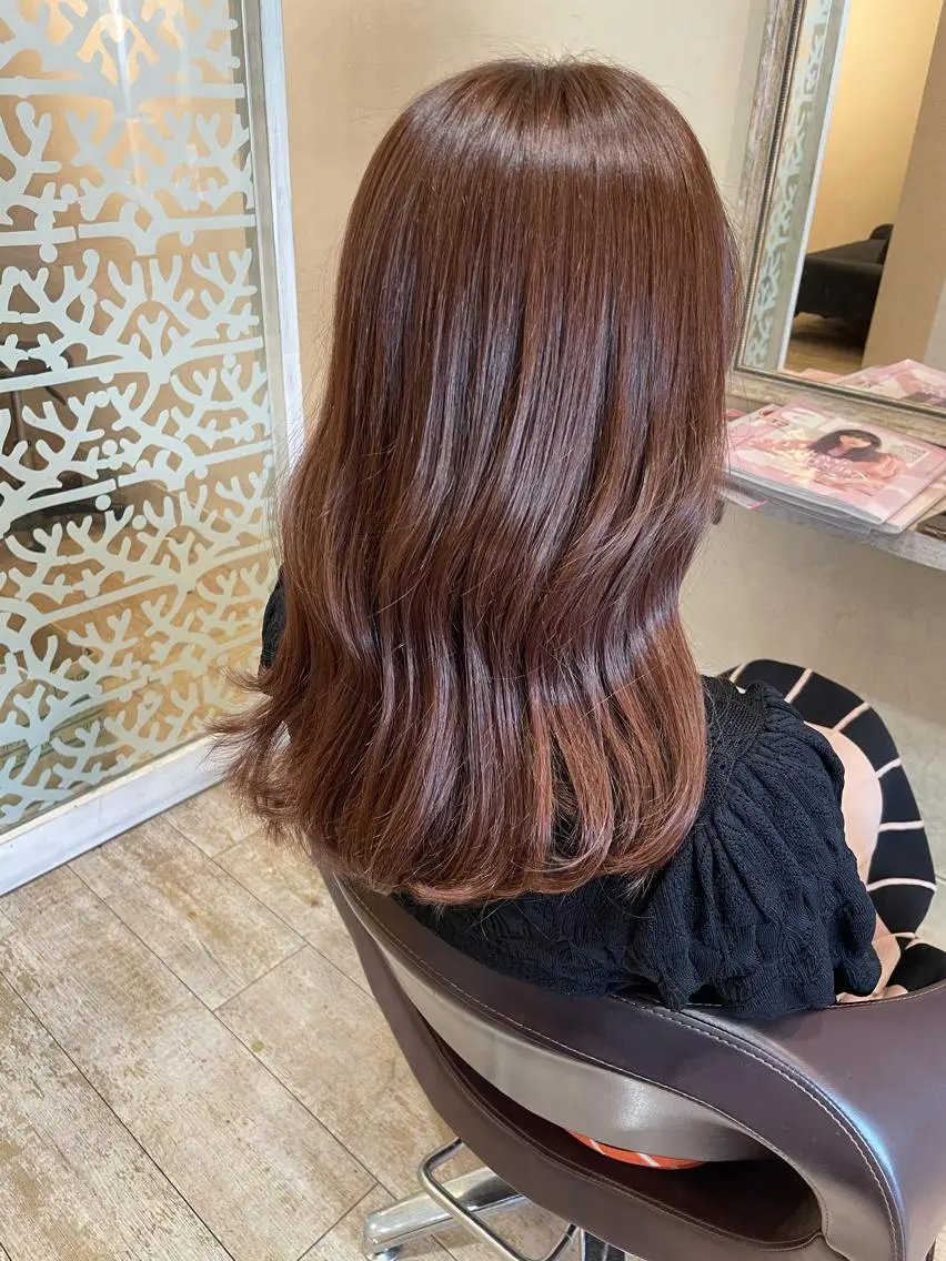 ロング カラー ブラウンカラー ピンクカラー ピンクブラウン カット ヘアカラー トリートメント 小顔/似合わせカット 杉山莉菜のヘアスタイル