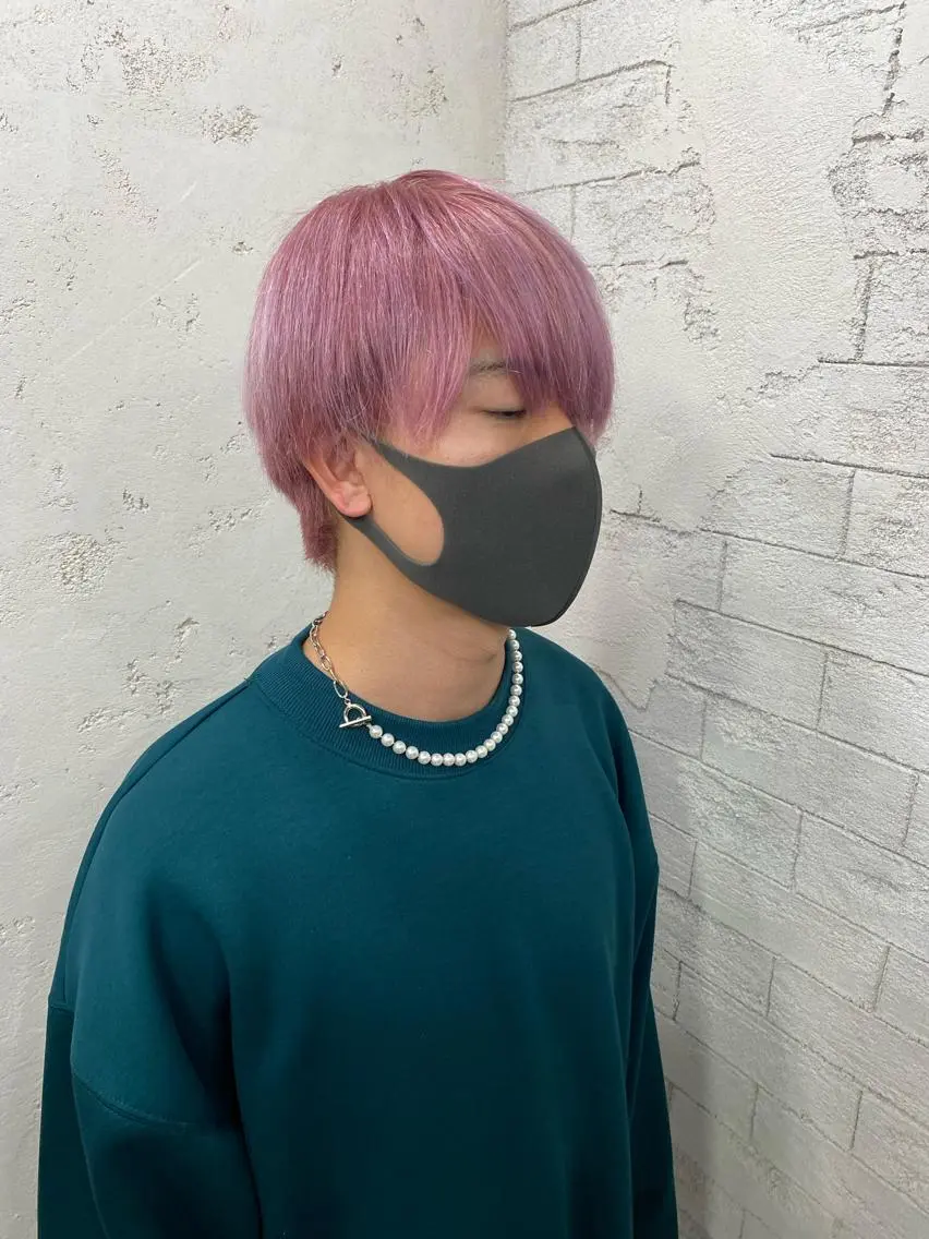 ショート カラー メンズ ラベンダーカラー ラベンダーピンク ピンクカラー グレージュ達人/赤み 消し/ブリーチ/岩崎のヘアスタイル