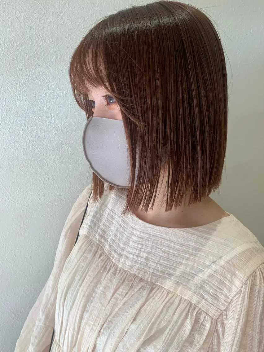 ショート カラー 切りっぱなしボブ ピンクカラー ボブ hubhair レイヤー/透明感のヘアスタイル