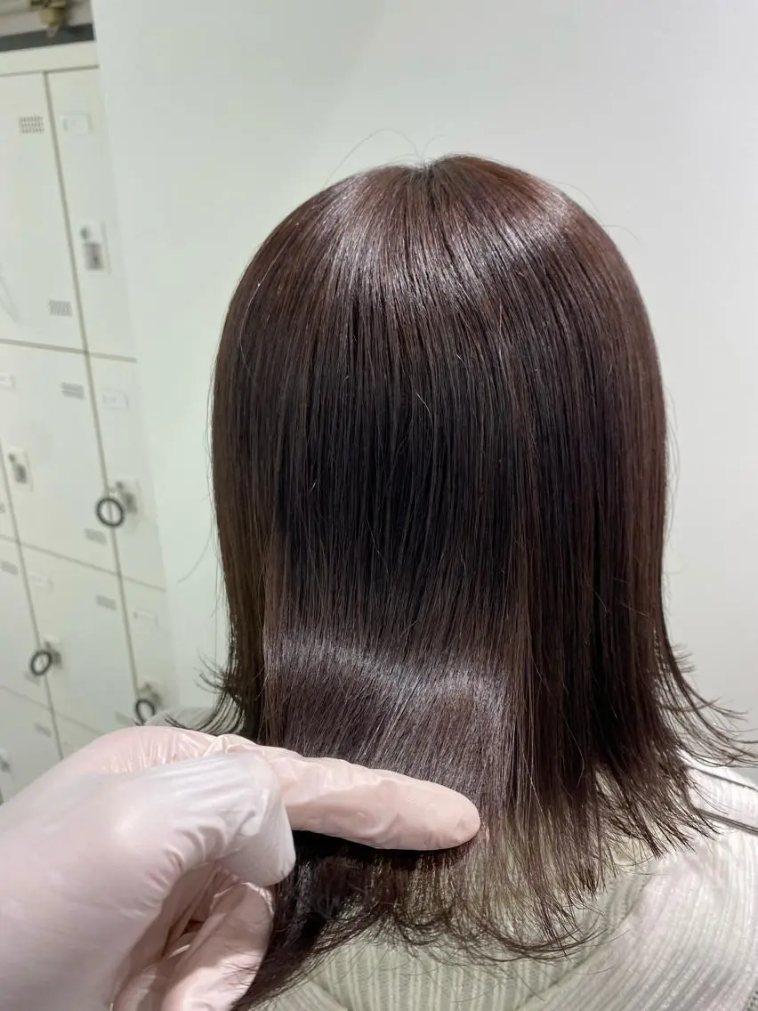 セミロング カラー パーマ ヘアアレンジ ネイル マツエク・マツパ 韓国風ベージュ🤎 赤みなし🌿横浜🤎のヘアスタイル