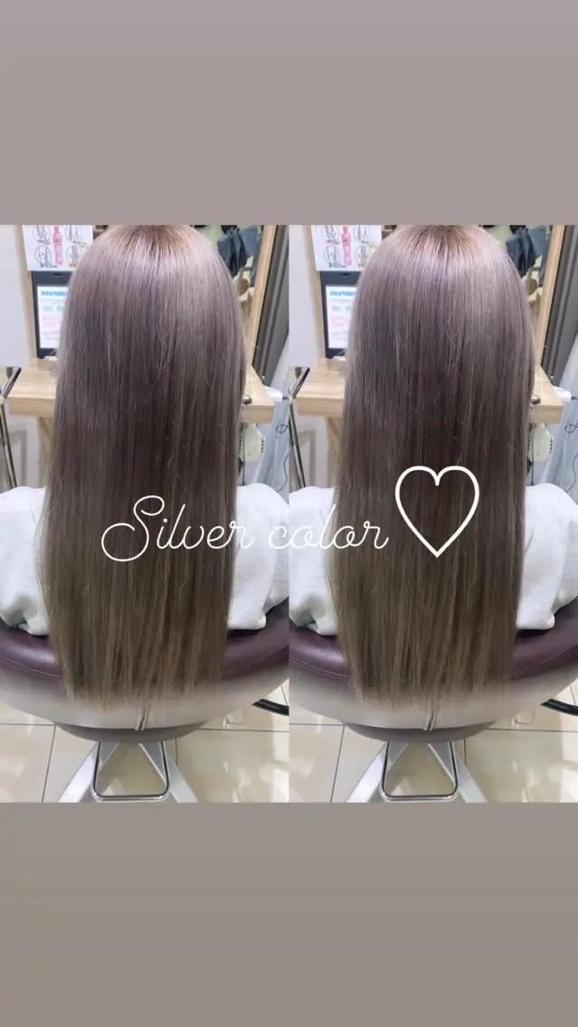 ロング カラー シルバー ブリーチ🐰インナー ♡ハイライト♡綾🐰のヘアスタイル