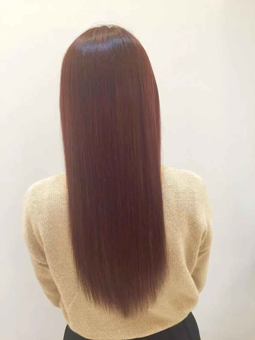 ロング カラー ブラウンカラー レッドカラー レッドブラウン ハイトーン×髪質改善 KENTAのヘアスタイル