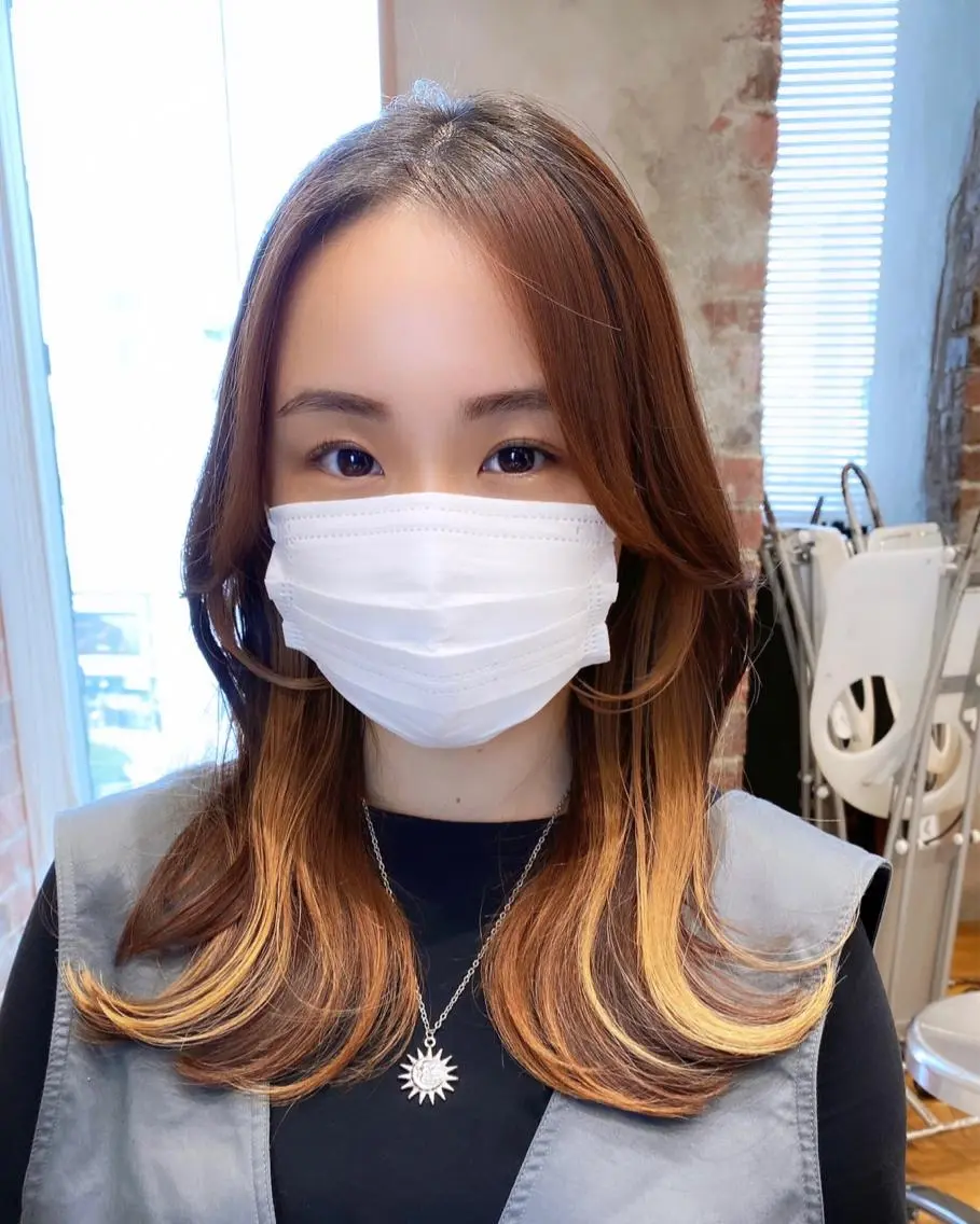 セミロング カット トリートメント 顔まわりカット🌟 くびれヘア/寺門遥輝のヘアスタイル