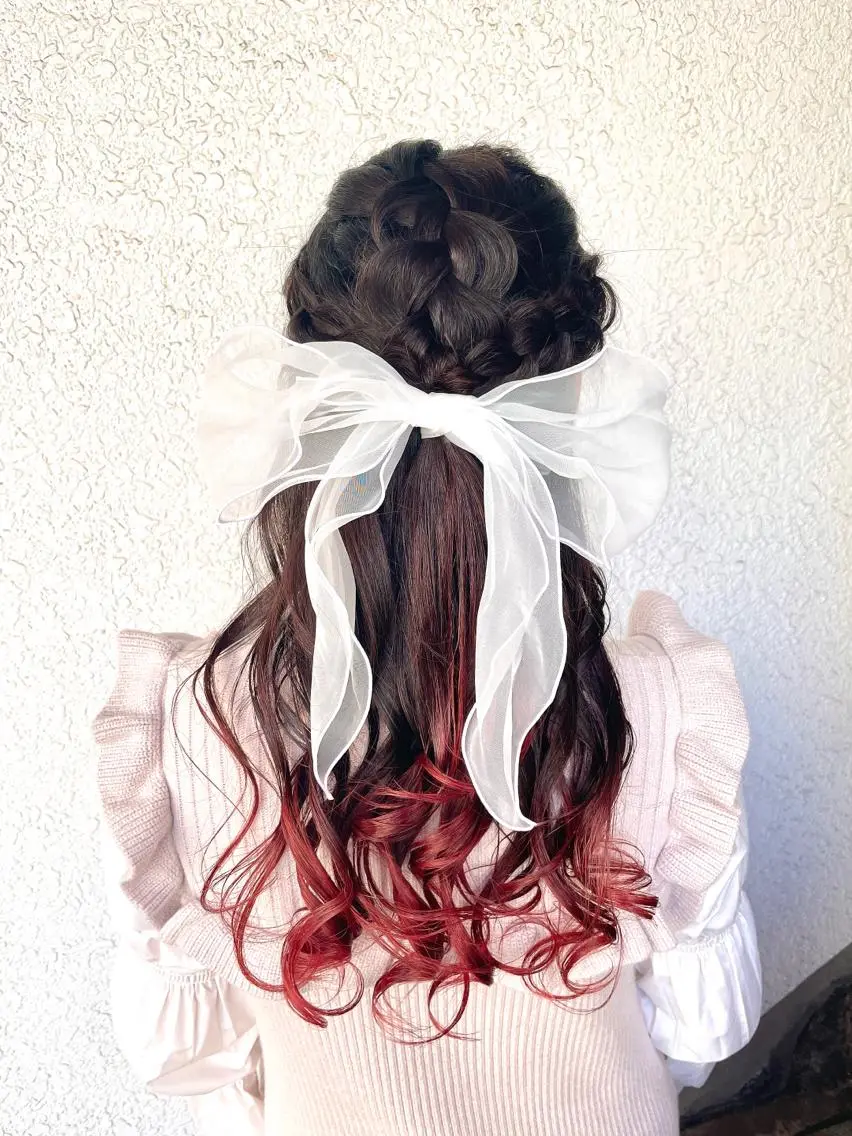 ロング ヘアアレンジ ハーフアップ ヘアセット 💖透明感カラー💖 mayukoのヘアスタイル