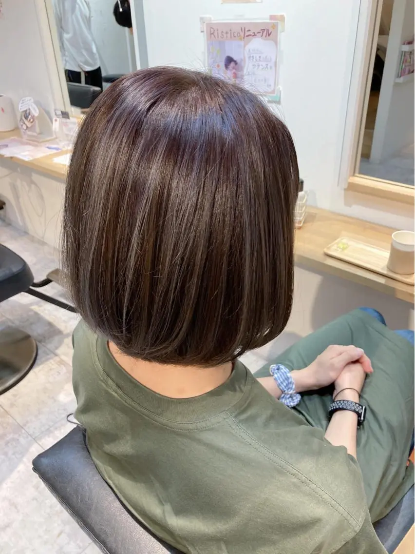 ミディアム ハイライト カット ヘアカラー トリートメント 【女性指名No.1】 西口直子のヘアスタイル