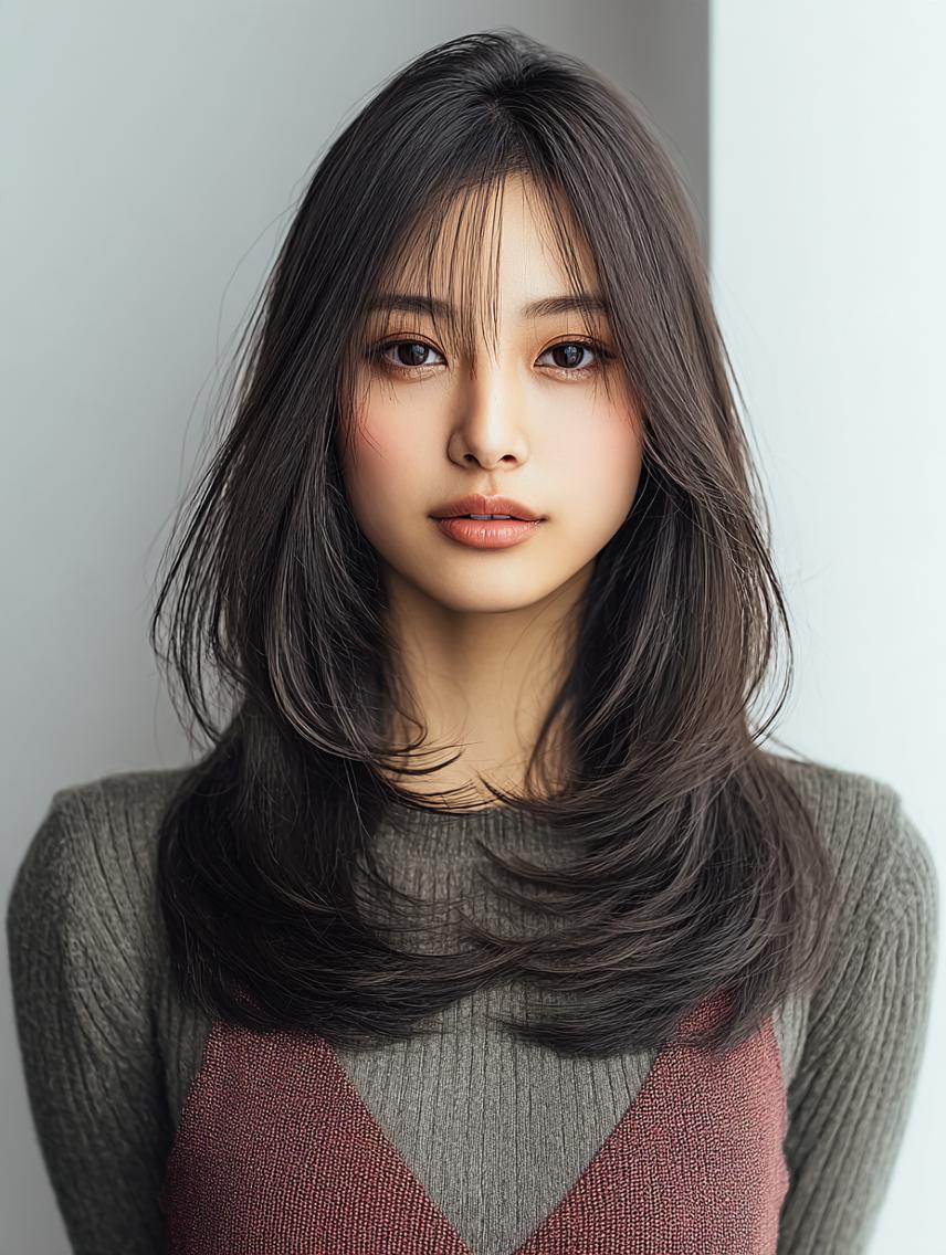 セミロング 🍒暖色×ハイトーン ×デザイン✨まなりのヘアスタイル