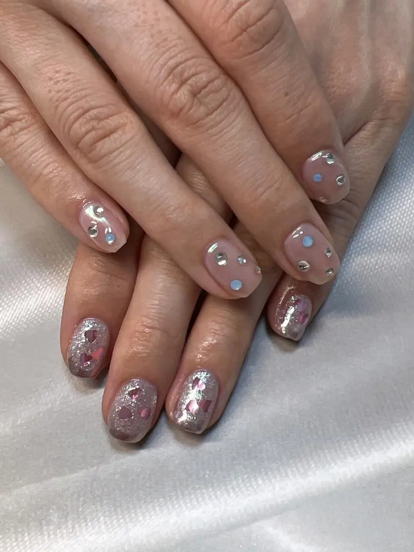 ネイル フレンチネイル ハート ミラーネイル coco nailのネイルデザイン