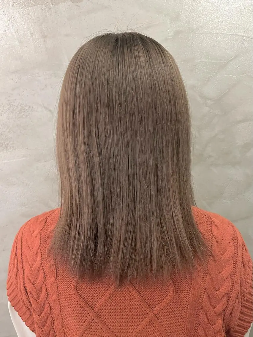 ミディアム カラー ベージュカラー ミルクティーベージュ ヘアカラー 透明感カラー/ ブリーチ無し/RYOのヘアスタイル