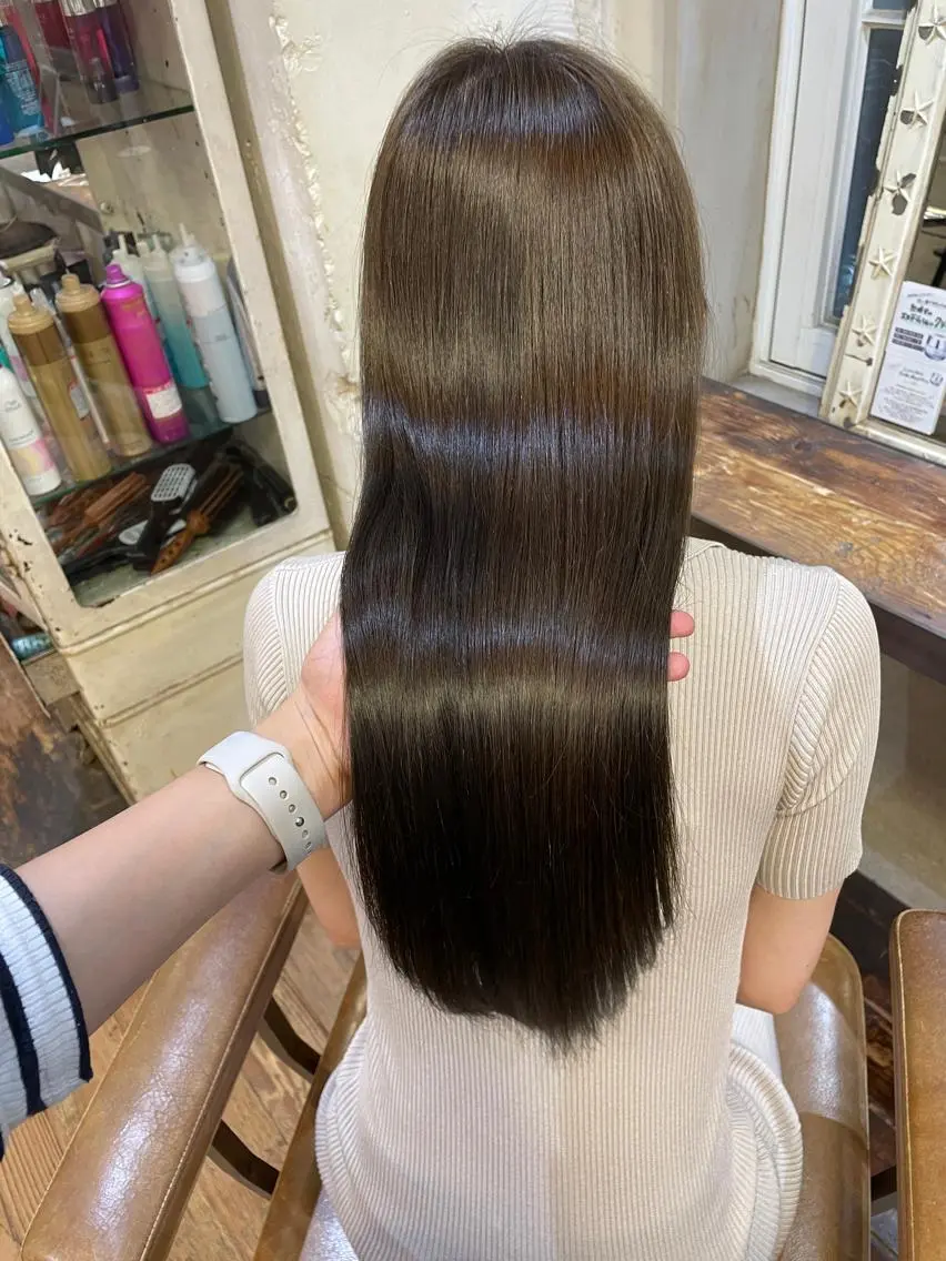 ロング カラー トリートメント 結莉/ボブ/ 縮毛矯正のヘアスタイル