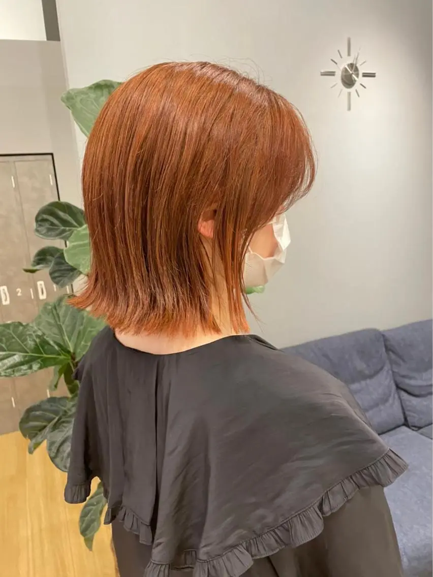 ミディアム カラー オレンジ GIEN 末吉 海斗のヘアスタイル