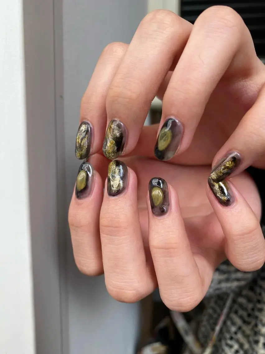 ネイル ジェルネイル マグネットネイル ニュアンスネイル シンプルネイル ハンドネイル 草加ニュアンスネイル 🌚hersのネイルデザイン