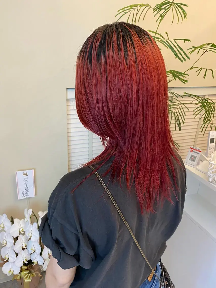 カラー アディクシーカラー バレイヤージュ ブリーチ デザインカラー ダブルカラー ナチュラルレイヤー/ ボブパーマ/カネコのヘアスタイル