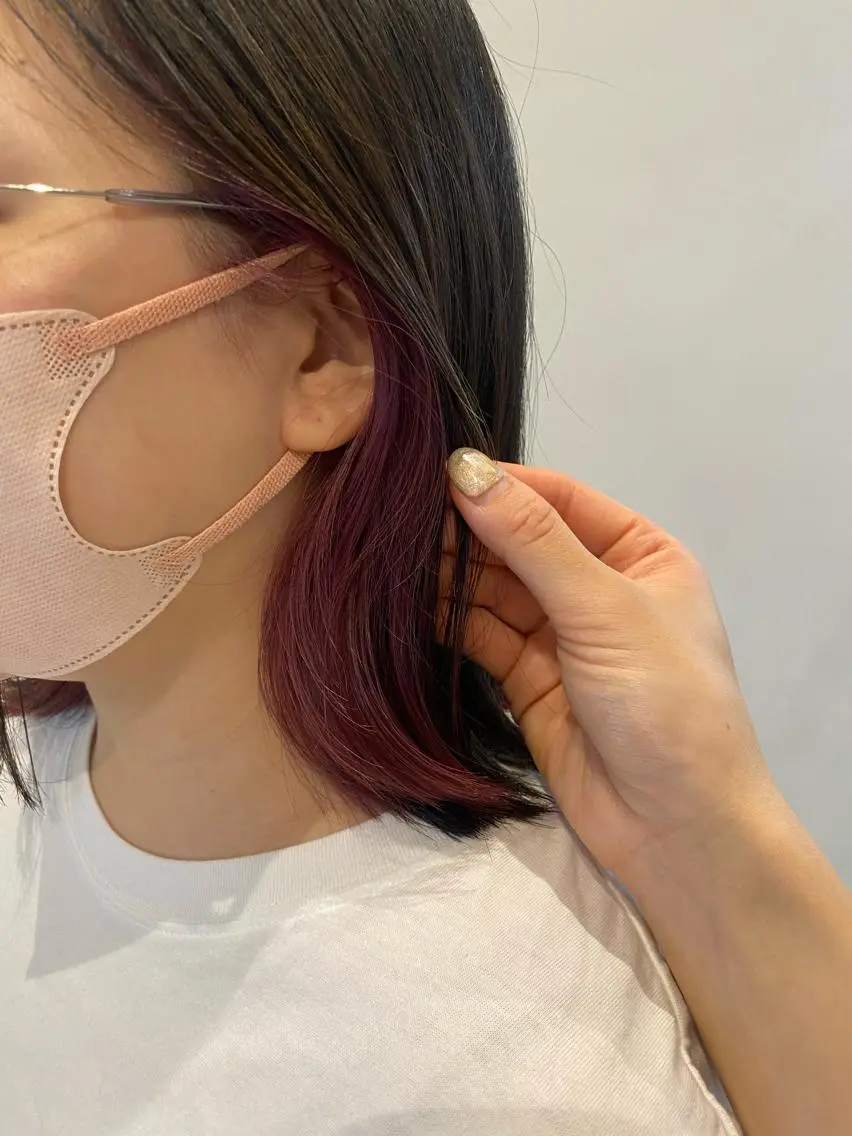 ミディアム カラー ピンクカラー やました もえかのヘアスタイル