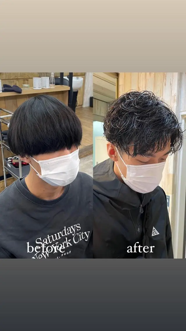 ショート パーマ メンズ カット パーマ HIKARU店長/ ✨️髪質改善のヘアスタイル