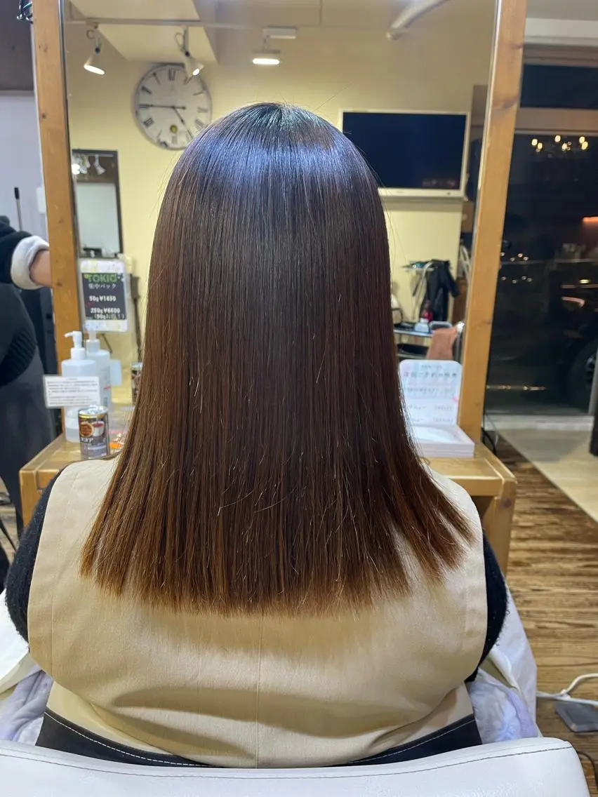 ミディアム 髪質改善 縮毛矯正 山木 裕子のヘアスタイル