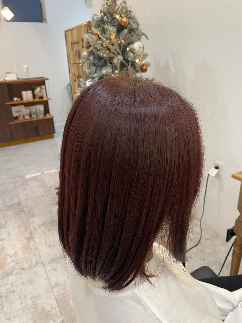 ミディアム カラー ブリーチ ブリーチなしカラー ピンクカラー トリートメント いさか ゆうきのヘアスタイル
