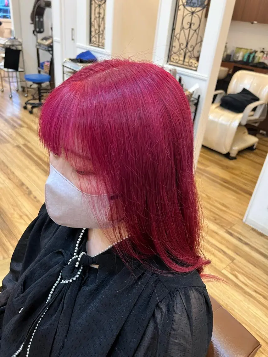 ロング カラー ピンクカラー 🐰ハイトーンカラー 畠山 渡🐰のヘアスタイル