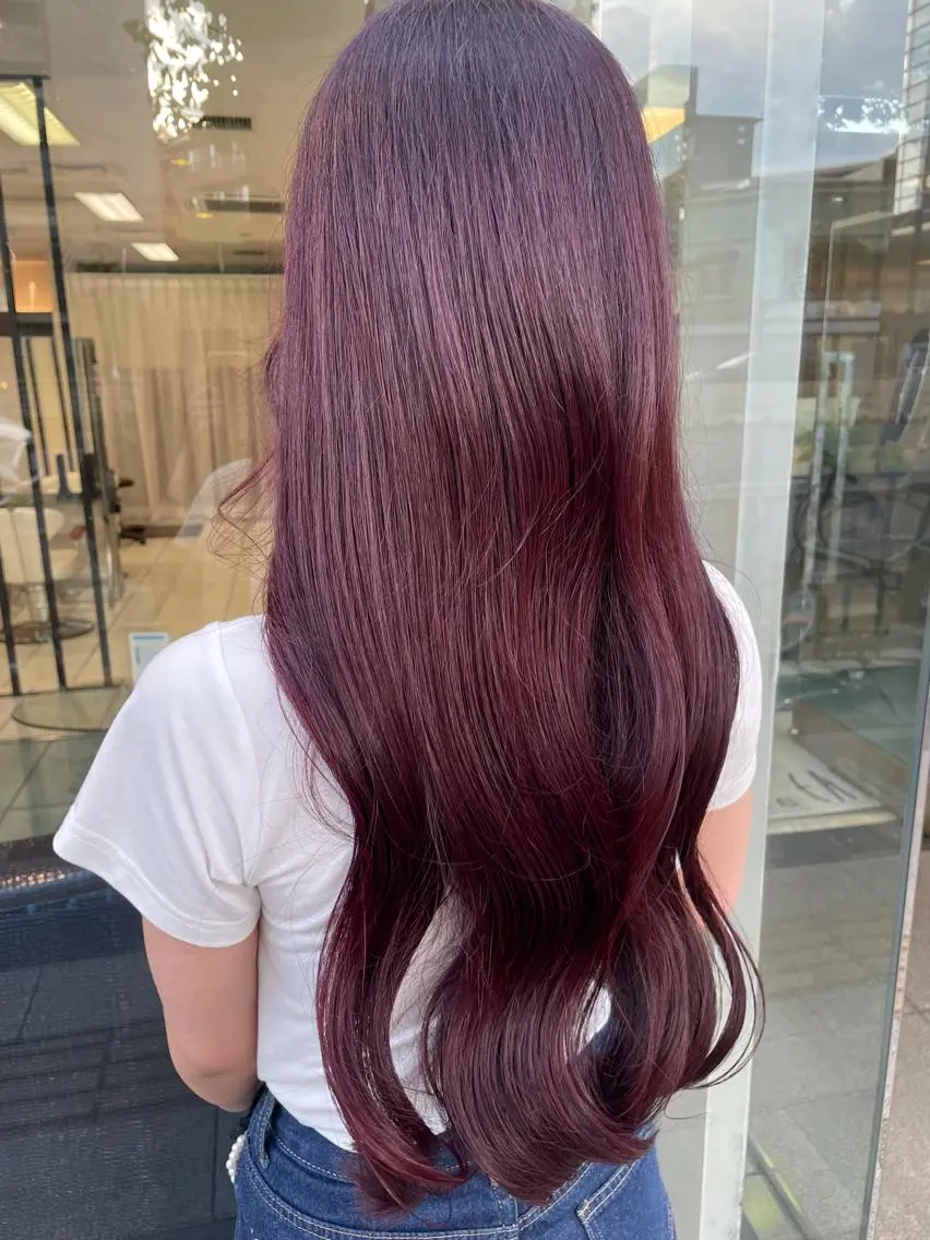 ロング カラー ボルドーカラー レッドカラー 🍒暖色カラー /やぎふうか🍒のヘアスタイル