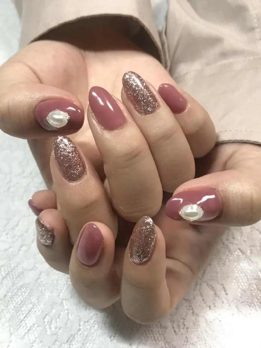 ネイル ラメ(グリッター) ピンク lylynail YUUKAのネイルデザイン