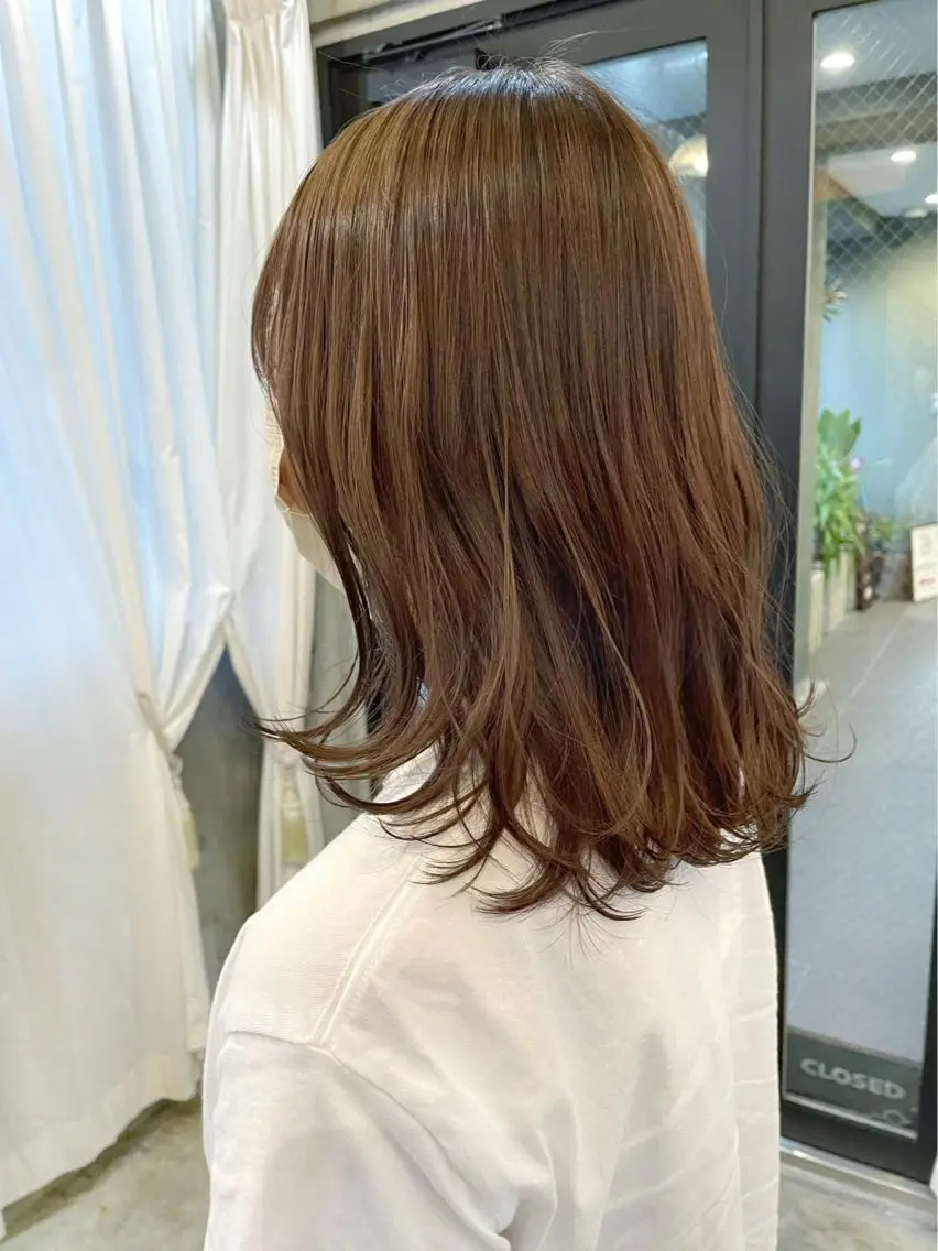 ミディアム カラー アッシュ ベージュカラー ハイライトカラー ハイライト カット ヘアカラー トリートメント HIROKI ”博多 /ボブのヘアスタイル