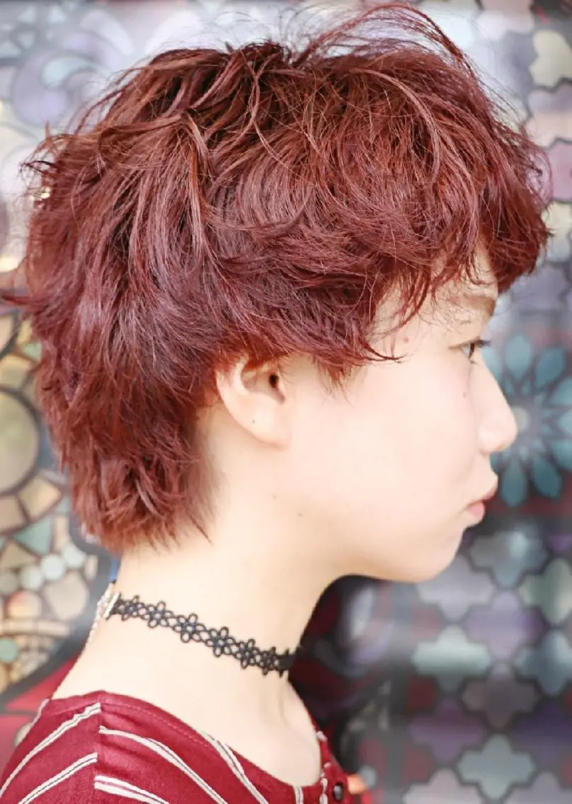 ショート カラー パーマ アディクシーカラー イルミナカラー デジタルパーマ 徳永 博志のヘアスタイル