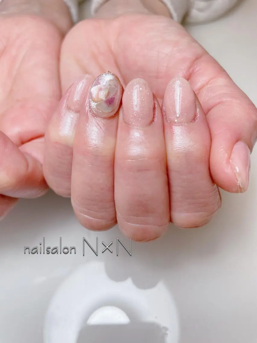 ネイル キラキラネイル ニュアンスネイル ピンク ぷっくりネイル nail salon N×Nのネイルデザイン
