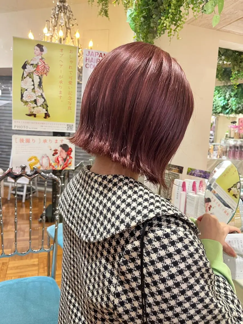 ショート カット ヘアカラー トリートメント ボブ顔周り 韓国遠藤小雪のヘアスタイル