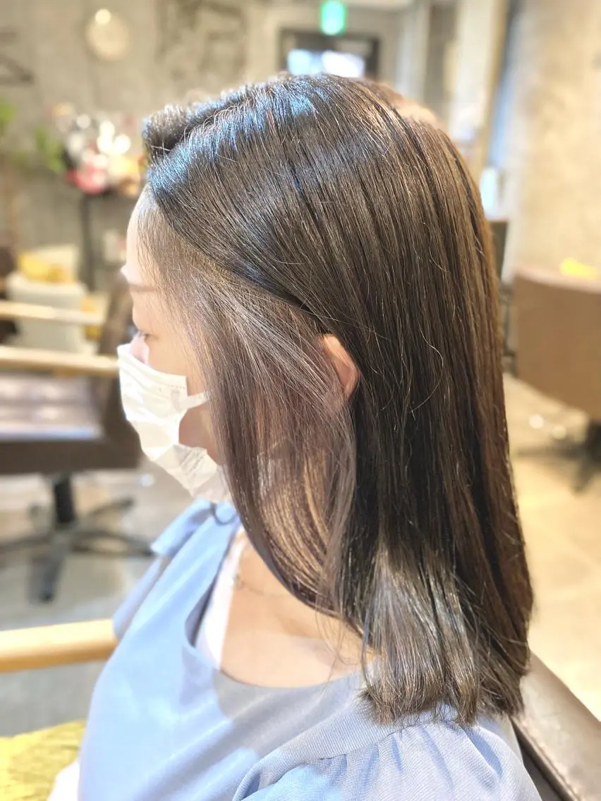 ミディアム カラー ブリーチ ラベンダーカラー シルバー ヘアカラー トリートメント マンツーマン/透明感 foi hairのヘアスタイル