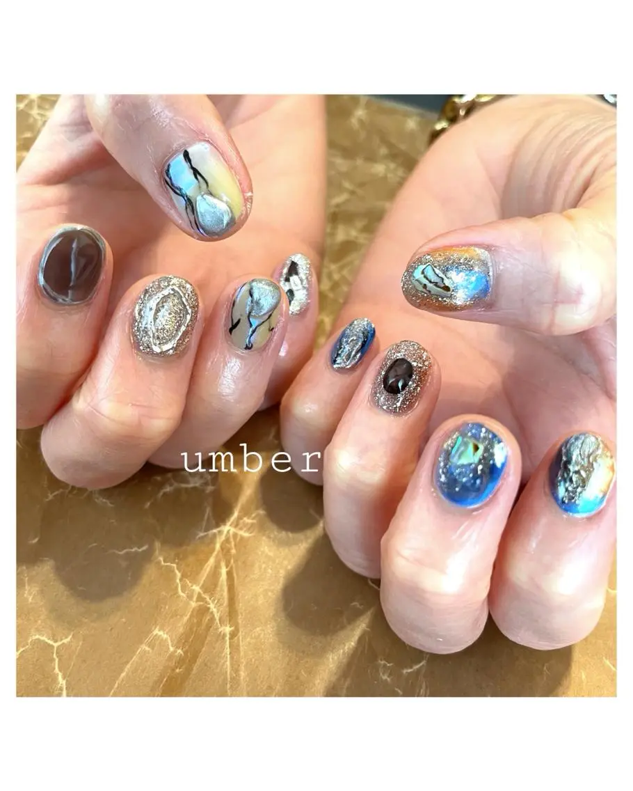 ネイル クリアネイル フラッシュネイル フットネイル フレンチネイル マグネットネイル ハンドネイル umber 三茶1分のネイルデザイン