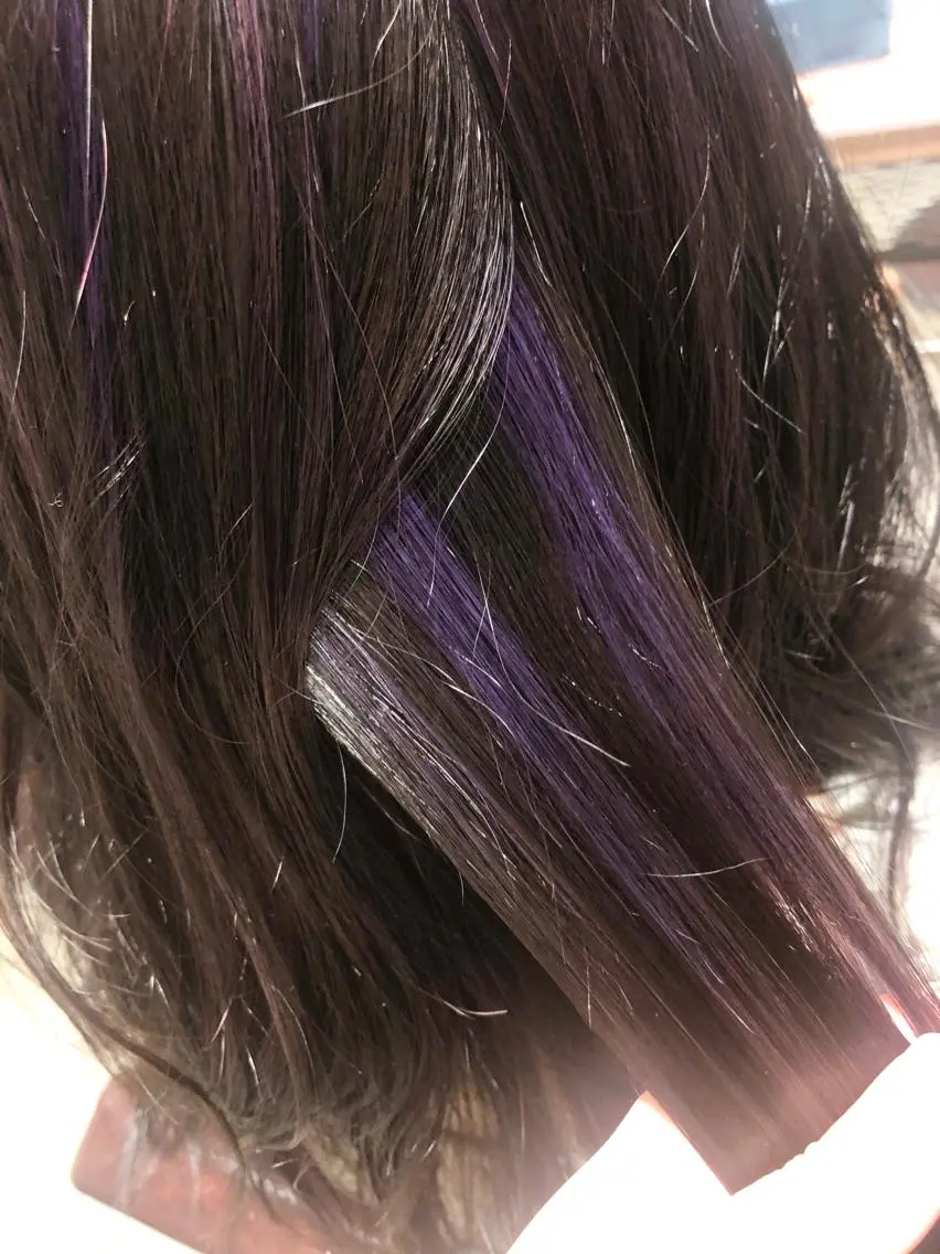 ロング カラー ハイライトカラー パープルカラー ハイライト 🎀♥️推しカラー tomoka💜🍭のヘアスタイル