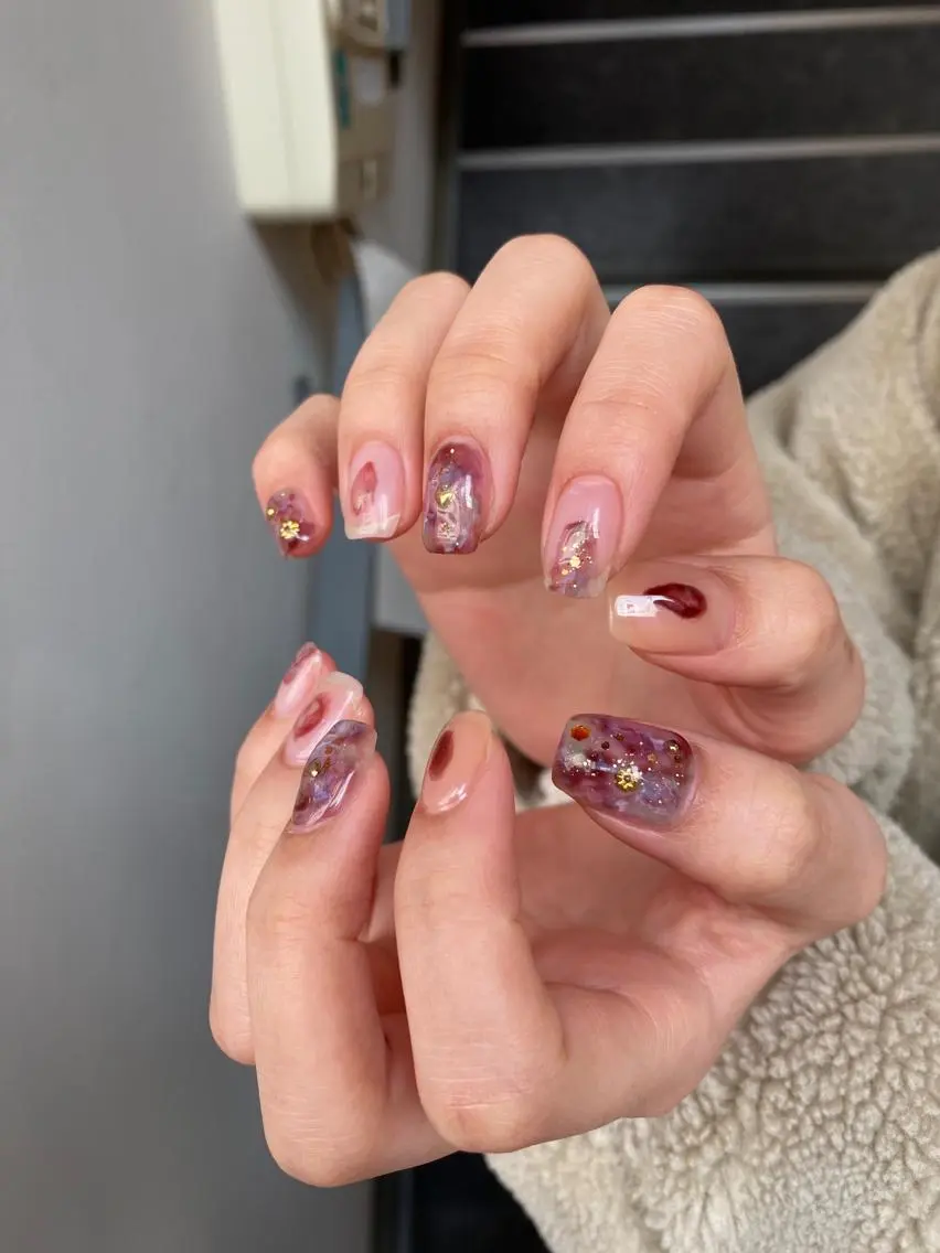 ネイル ニュアンスネイル 春ネイル ハンドネイル 草加ニュアンスネイル 🌚hersのネイルデザイン