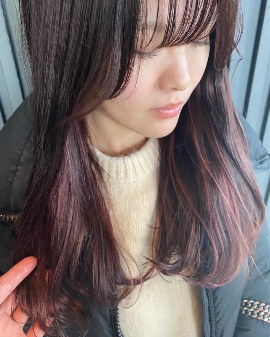 セミロング カラー ハイライトカラー ハイライト 韓国風ヘア カット ヘアカラー パーマ addict⭐️ 江川　颯也💎のヘアスタイル