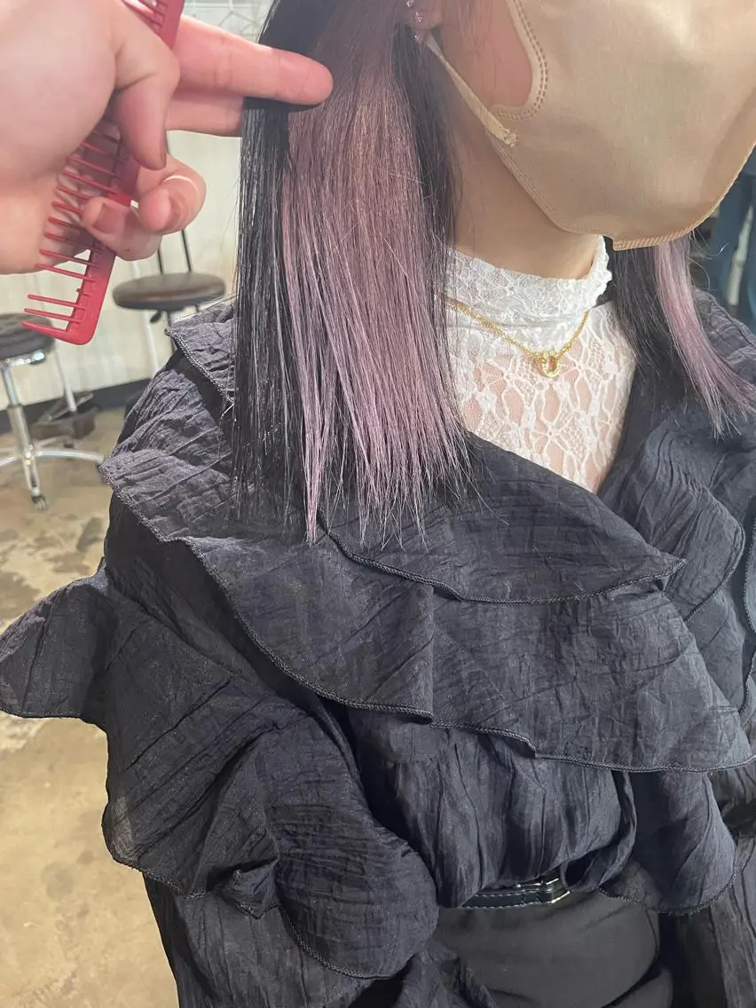 ミディアム カラー ベージュカラー イヤリングカラー インナーカラー ボブ ボブインナー メンズ/パーマ/ ブリーチ/KAITOのヘアスタイル